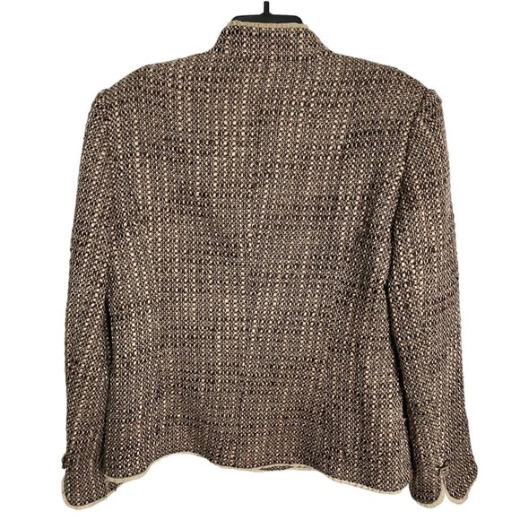 Tango Suits Womens Brown and Tan Tweed Jacket with Rhinestone Buttons Size 14 - Picture 3 of 11